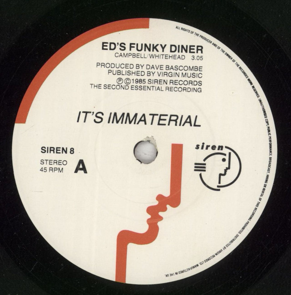 It's Immaterial Ed's Funky Diner UK 7" vinyl single (7 inch record / 45) ITS07ED548362