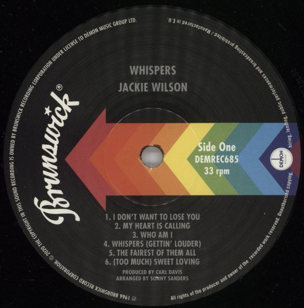 Jackie Wilson Whispers - 140gm Vinyl UK vinyl LP album (LP record) JACLPWH868592