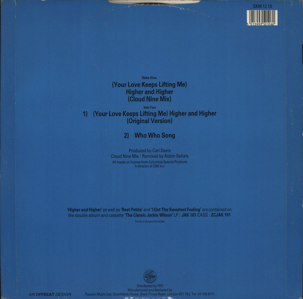 Jackie Wilson (Your Love Keeps Lifting Me) Higher And Higher UK 12" vinyl single (12 inch record / Maxi-single) 5013993501060