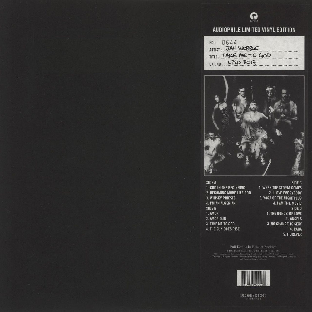 Jah Wobble Take Me To God UK 2-LP vinyl record set (Double LP Album) ILPSD8017