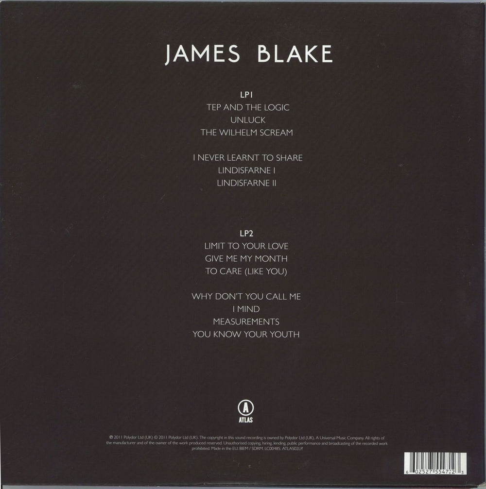 James Blake James Blake UK 2-LP vinyl record set (Double LP Album) 602527554723