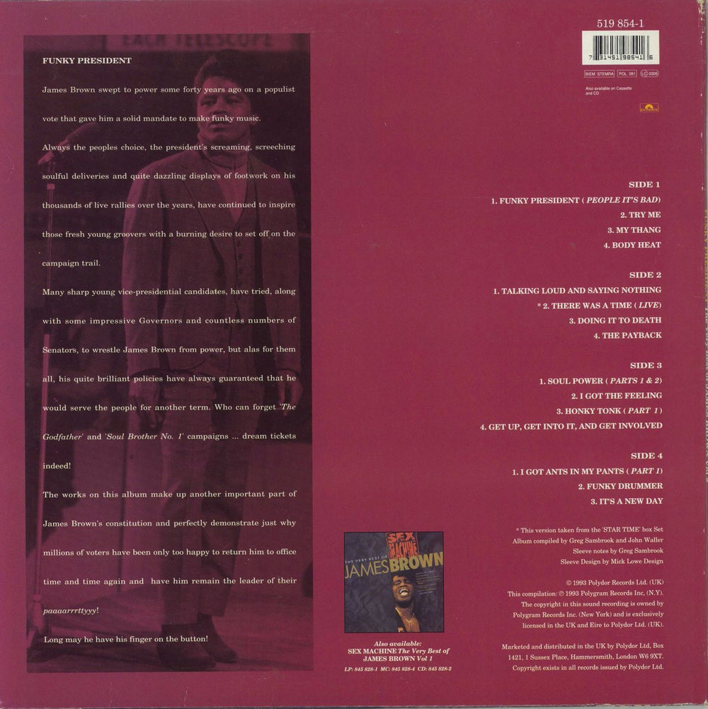 James Brown Funky President: The Very Best Of James Brown Vol 2 UK 2-LP vinyl record set (Double LP Album) 731451985416