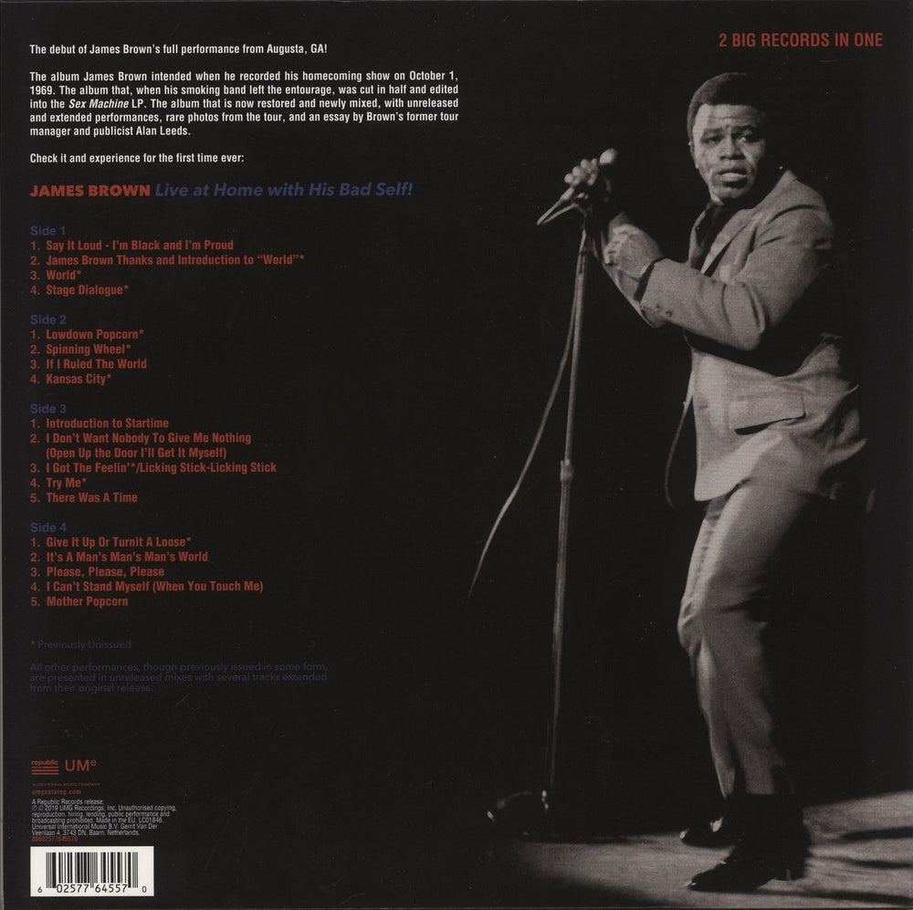 James Brown Live At Home With His Bad Self UK 2-LP vinyl record set (Double LP Album) 602577645570
