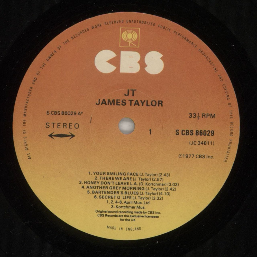 James Taylor JT - 2 Song Hypesticker UK vinyl LP album (LP record) JTYLPJT869706