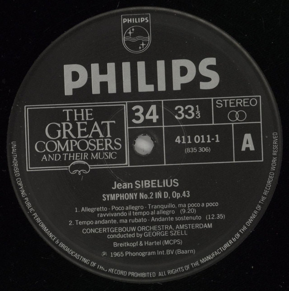 Jean Sibelius Symphony No. 2 In D Minor, Opus 43 / Finlandia, Opus 26 UK vinyl LP album (LP record) SE3LPSY612745