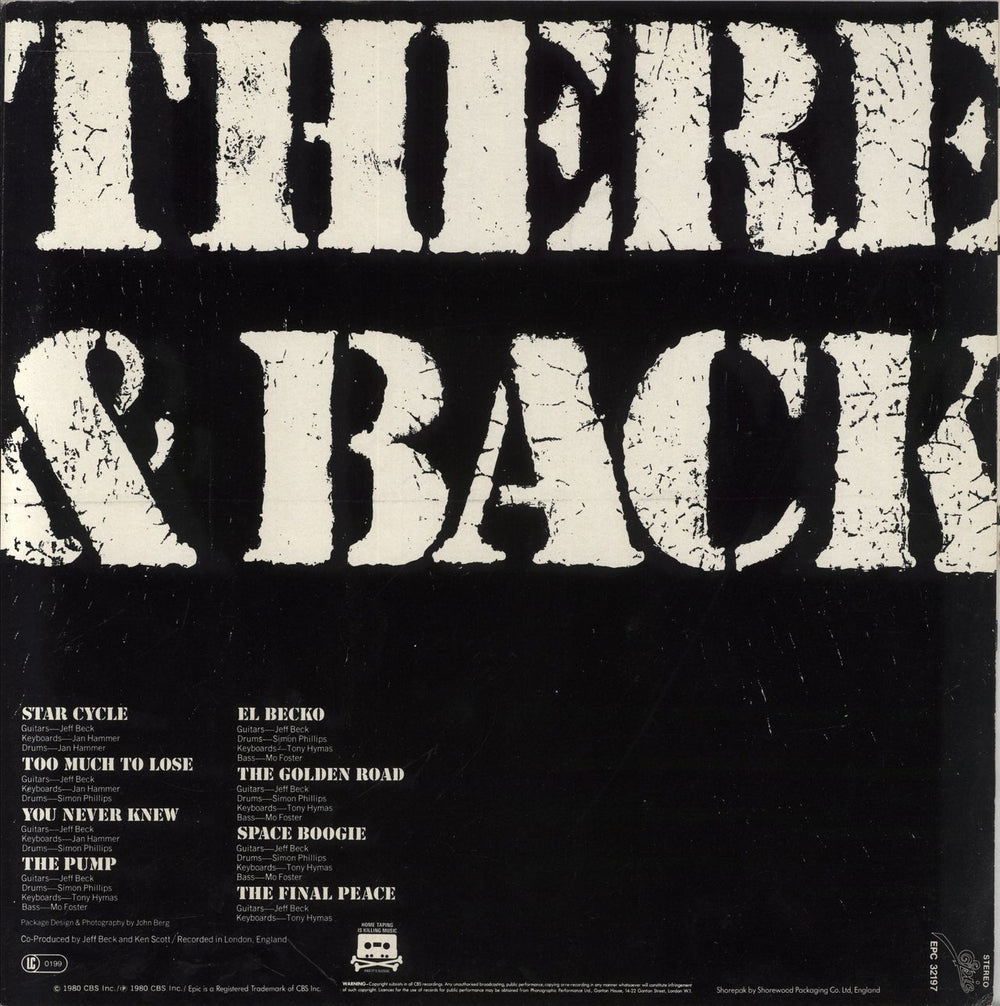 Jeff Beck There And Back UK vinyl LP album (LP record)