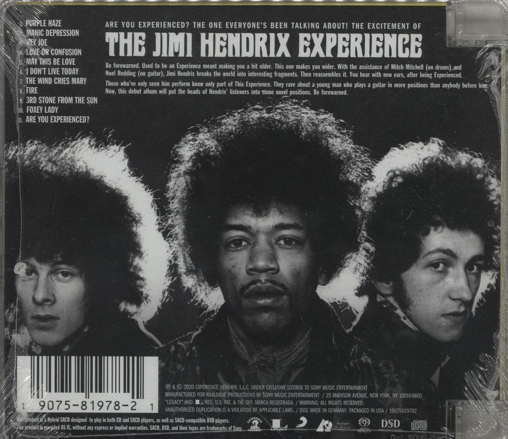 Jimi Hendrix Are You Experienced - Hybrid SACD US super audio CD SACD 190758197821