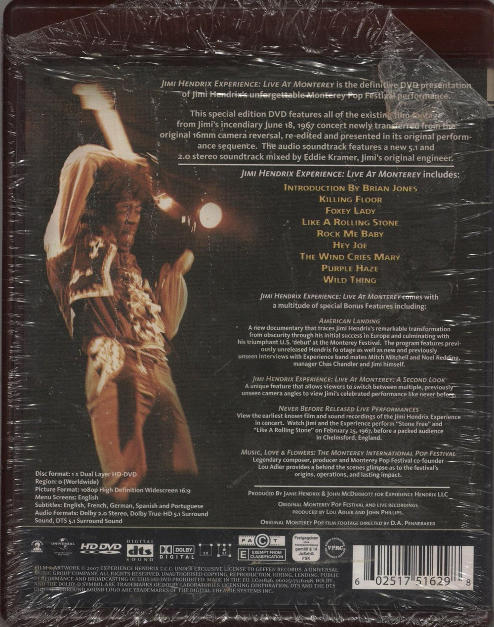 Jimi Hendrix Live At Monterey UK DVD 602517516298