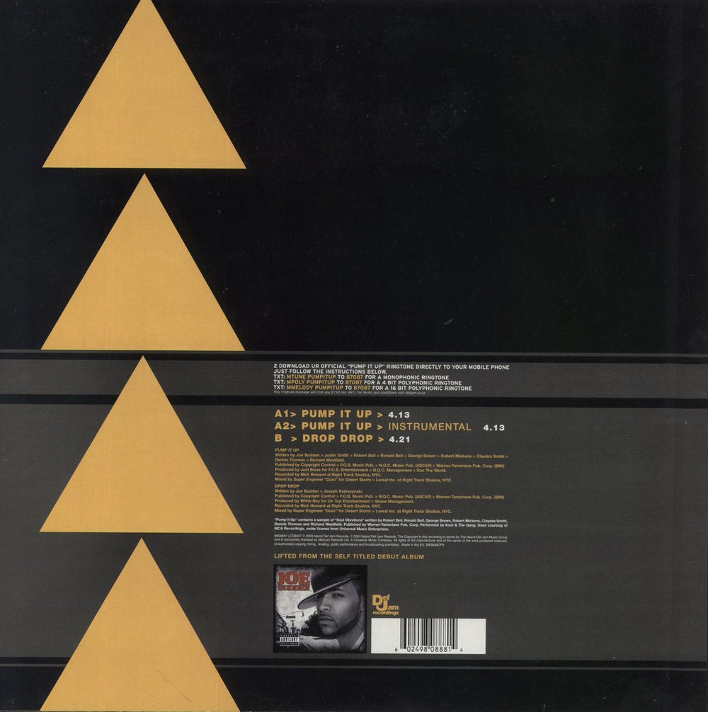 Joe Budden Pump It Up UK 12" vinyl single (12 inch record / Maxi-single) 602498088814
