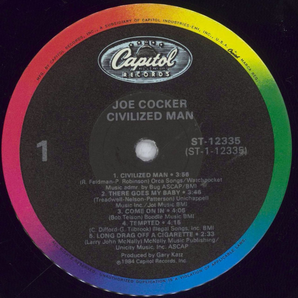 Joe Cocker Civilized Man US vinyl LP album (LP record) JOELPCI838453