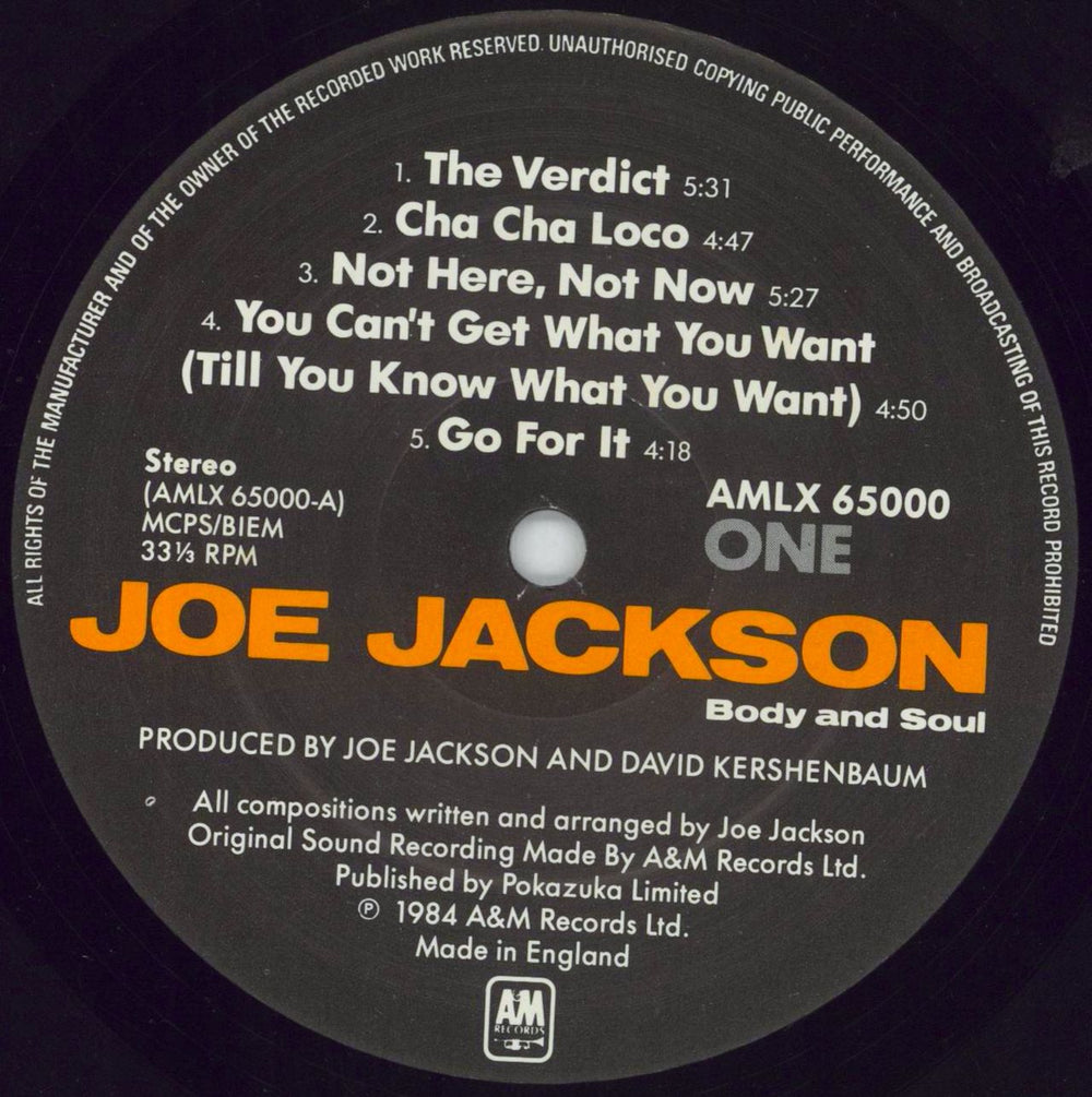 Joe Jackson Body And Soul UK vinyl LP album (LP record) JOJLPBO252929