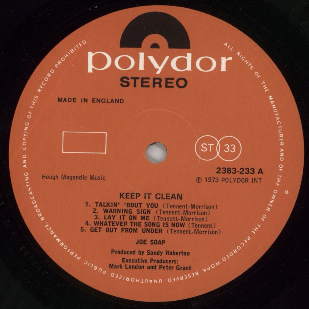 Joe Soap Keep It Clean UK vinyl LP album (LP record) 3OYLPKE862579