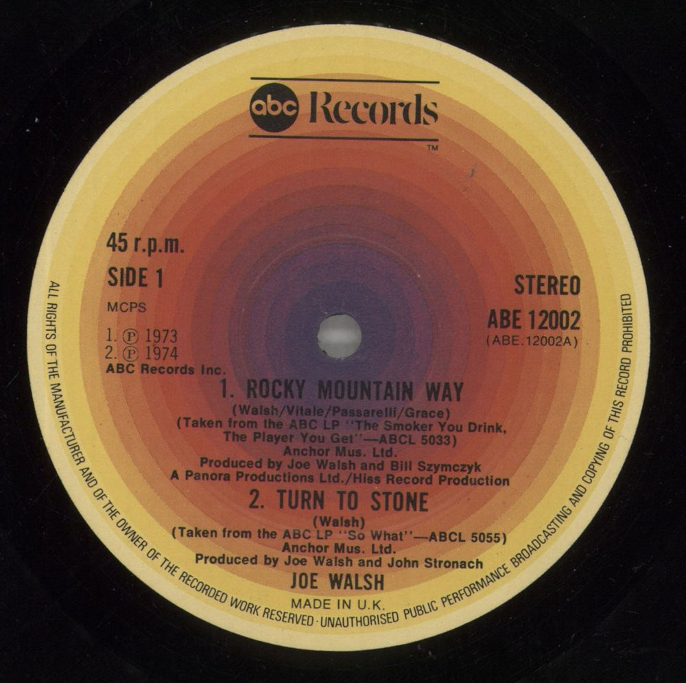 Joe Walsh Four Tracks From Joe Walsh UK 12" vinyl single (12 inch record / Maxi-single) JWL12FO240478