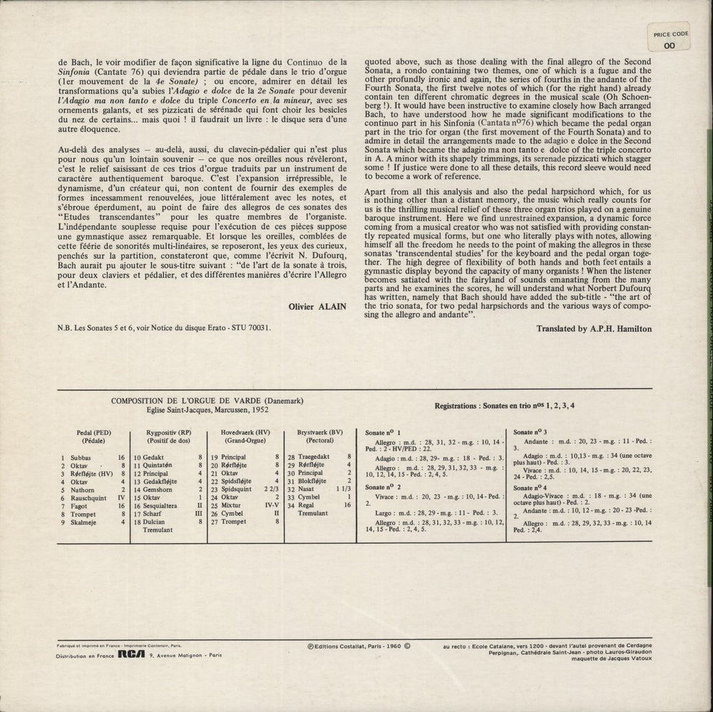 Johann Sebastian Bach Bach: Intégrale des Sonates Tome 1 Vol.1 French vinyl LP album (LP record)