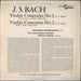 Johann Sebastian Bach J. S. Bach: Violin Concertos No. 1 & No. 2 UK vinyl LP album (LP record)