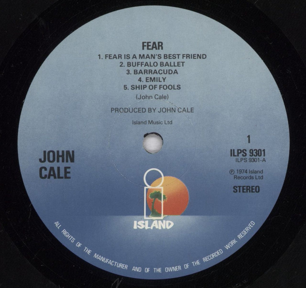 John Cale Fear - Blue Label UK vinyl LP album (LP record) JCALPFE840866