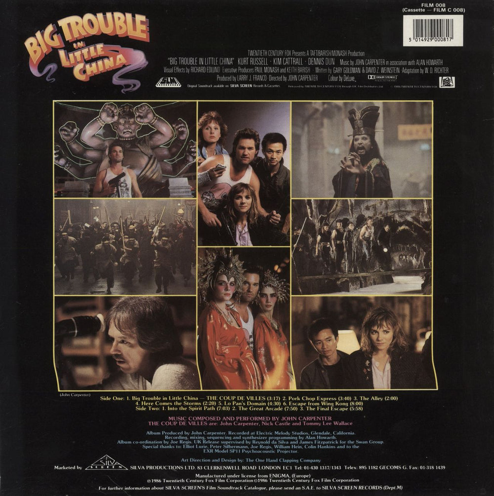 John Carpenter Big Trouble In Little China UK vinyl LP album (LP record) 5014929000817