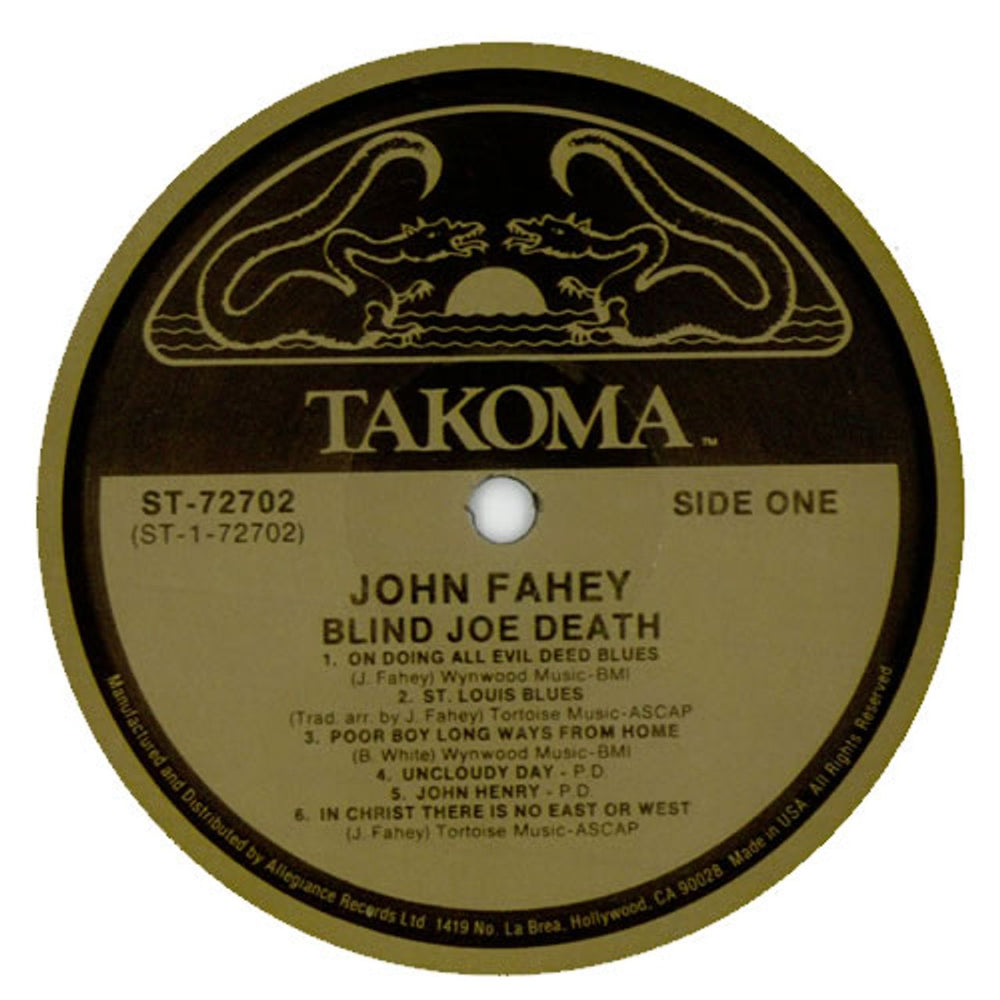 John Fahey Volume 1: Blind Joe Death US vinyl LP album (LP record) J-FLPVO515972