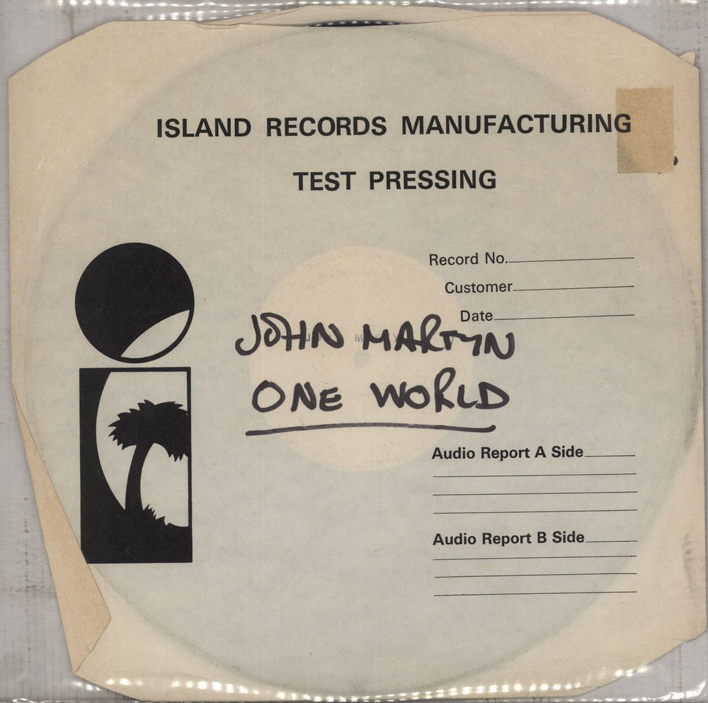 John Martyn One World - Test Pressing UK vinyl LP album (LP record) ILPS9492
