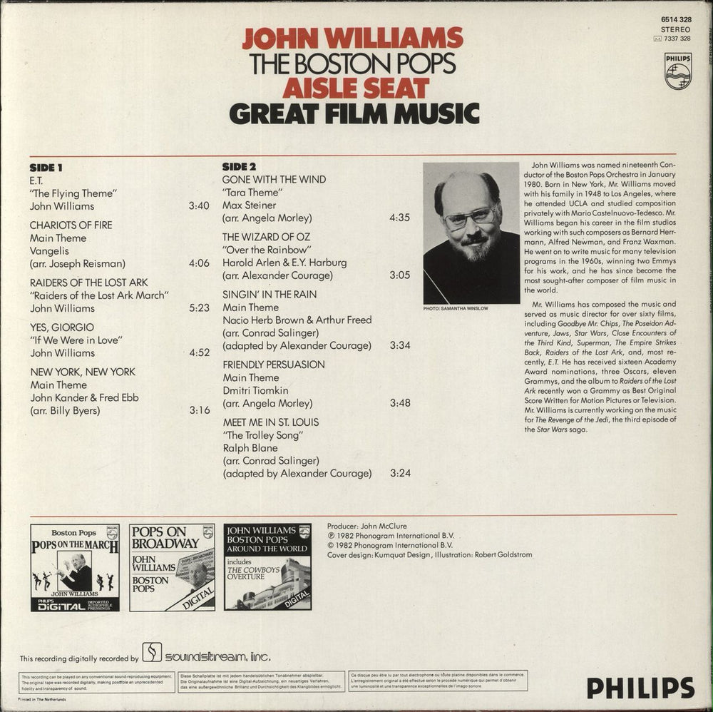 John Williams (Composer) Aisle Seat Dutch vinyl LP album (LP record)