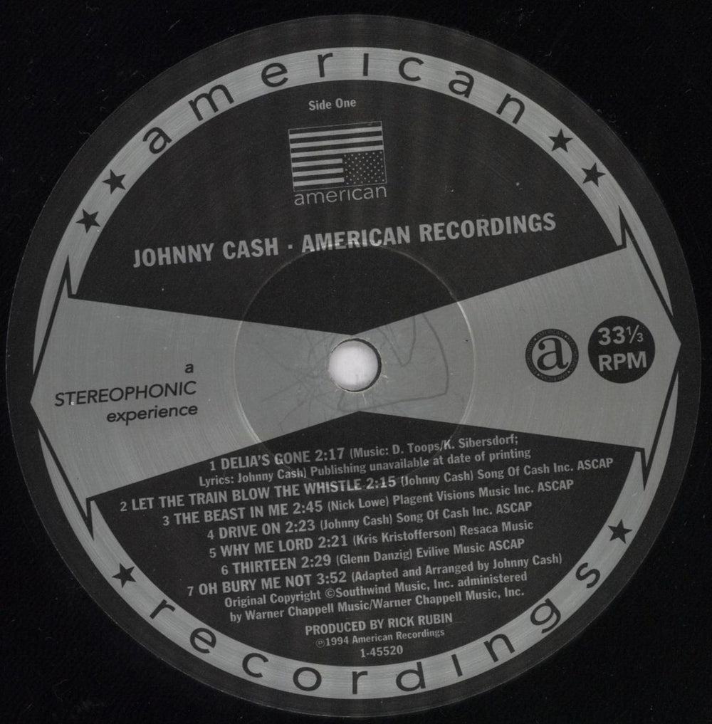 Johnny Cash American Recordings - EX US vinyl LP album (LP record) JCSLPAM836799