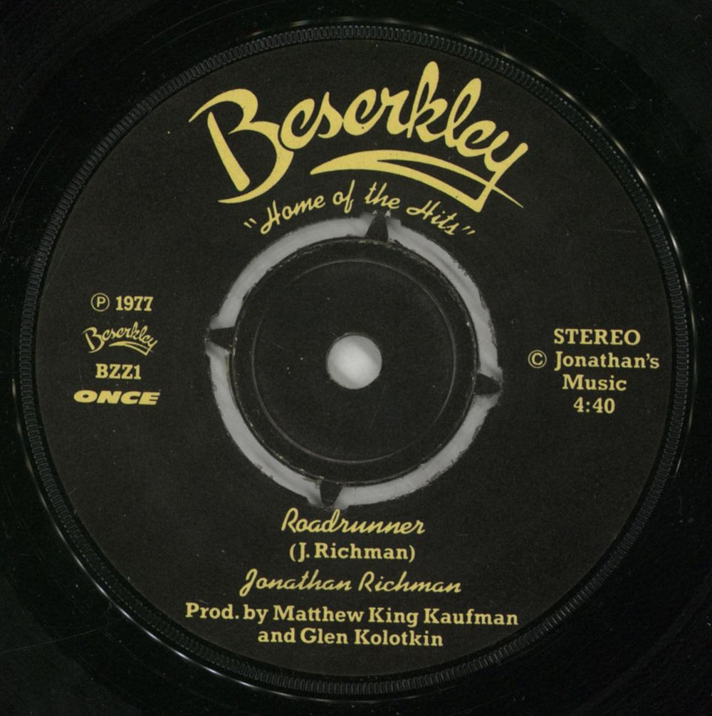 Jonathan Richman & The Modern Lovers Roadrunner - P/s - VG UK 7" vinyl single (7 inch record / 45) JHR07RO664083