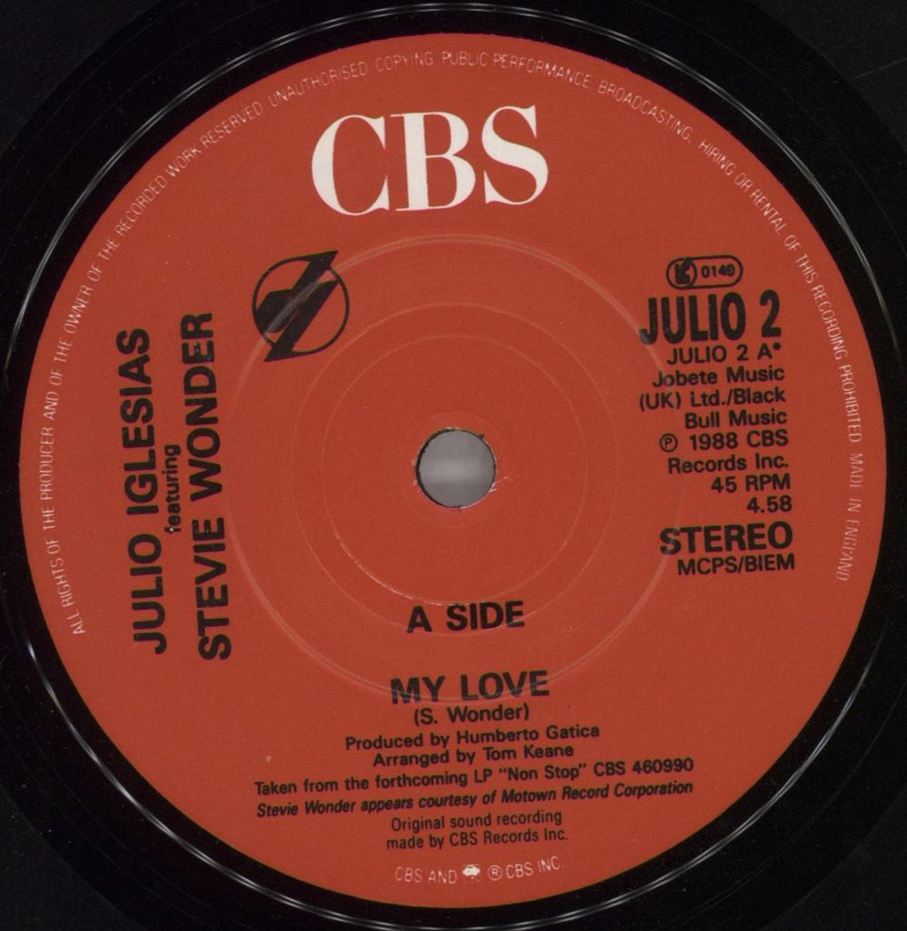 Julio Iglesias My Love UK 7" vinyl single (7 inch record / 45) IGL07MY630893