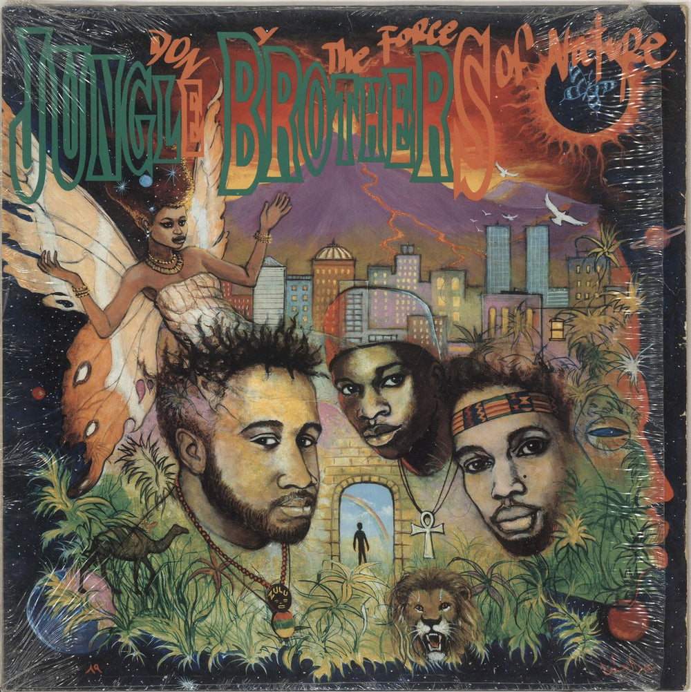 Jungle Brothers Done By The Forces Of Nature - shrink US vinyl LP album (LP record) 1-26072