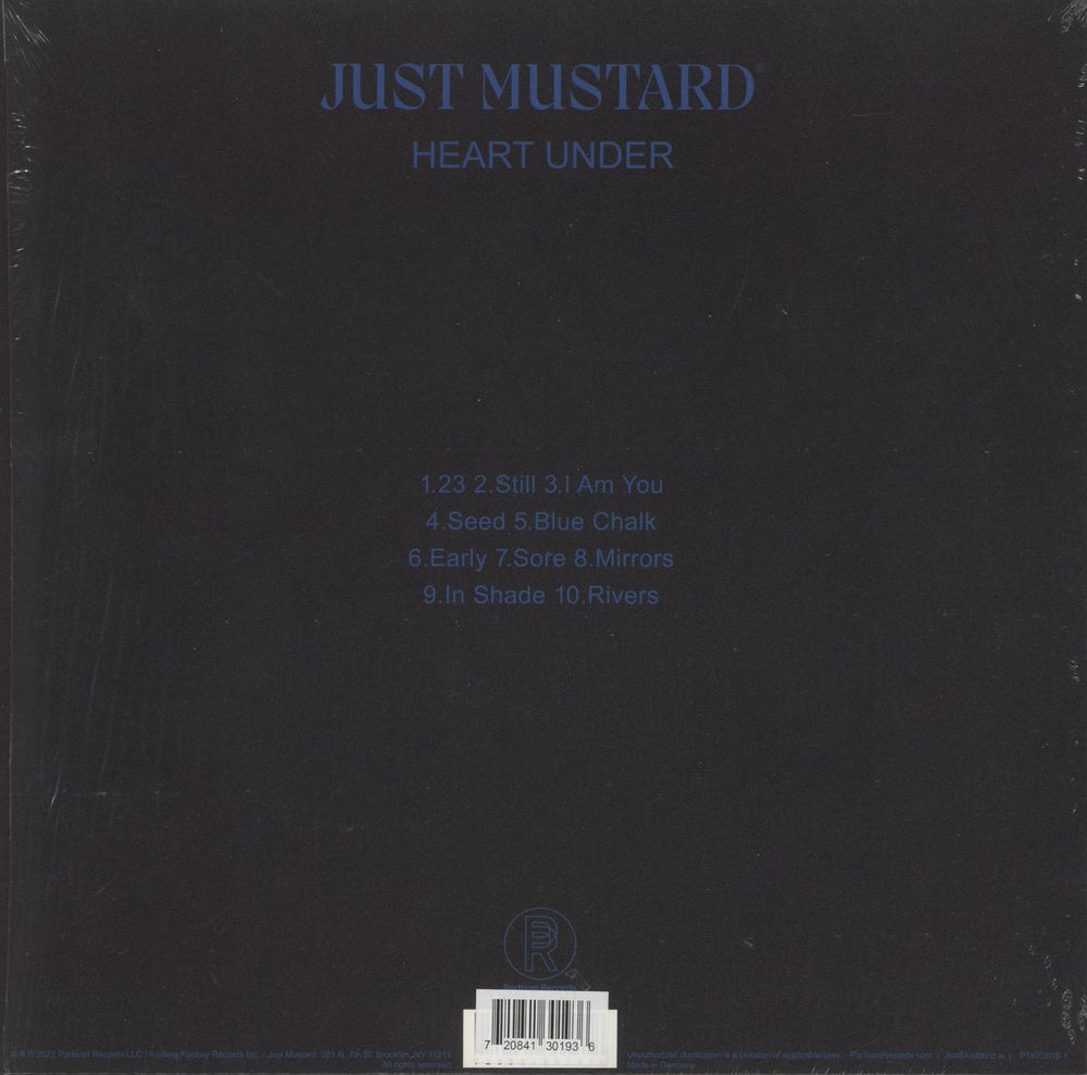 Just Mustard Heart Under - Blue Vinyl - Shrink UK vinyl LP album (LP record) 720841301912
