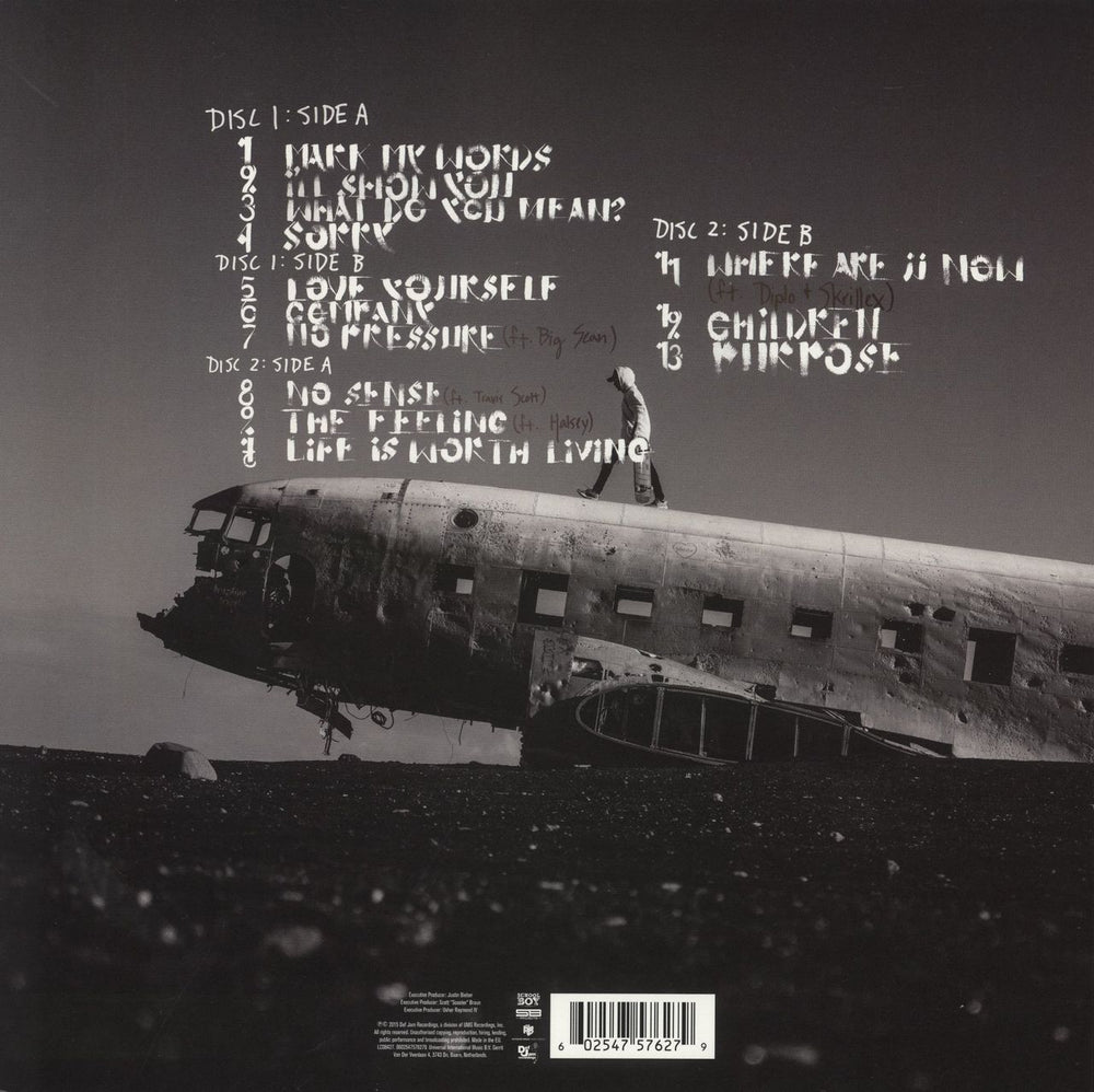 Justin Bieber Purpose - 180gm UK 2-LP vinyl record set (Double LP Album) 602547576279