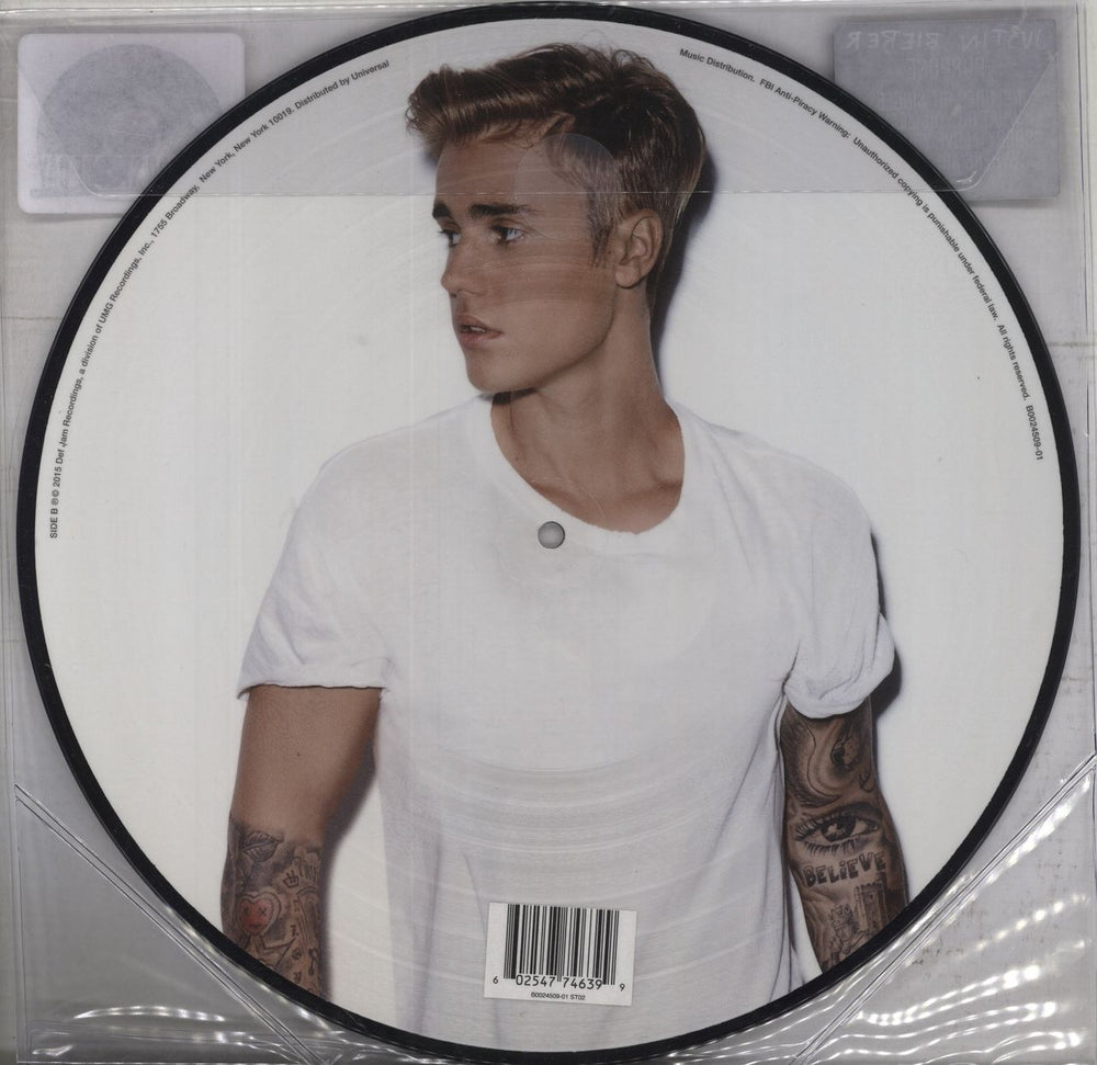 Justin Bieber Purpose - RSD16 UK picture disc LP (vinyl picture disc album) 602547746399