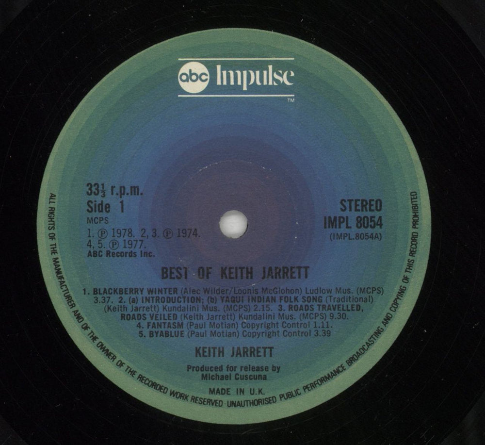 Keith Jarrett Best Of Keith Jarrett UK vinyl LP album (LP record) KJRLPBE869094