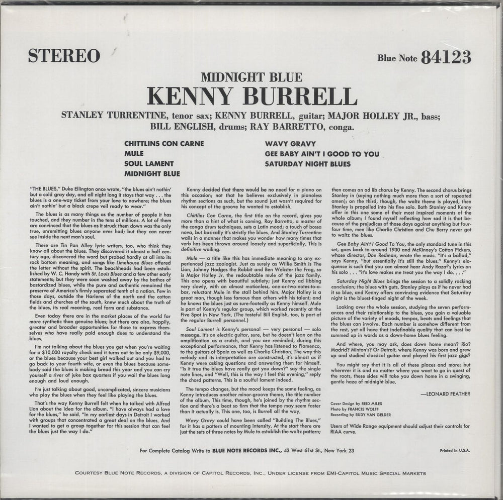 Kenny Burrell Midnight Blue - 200g - Sealed US 2-LP vinyl record set (Double LP Album)