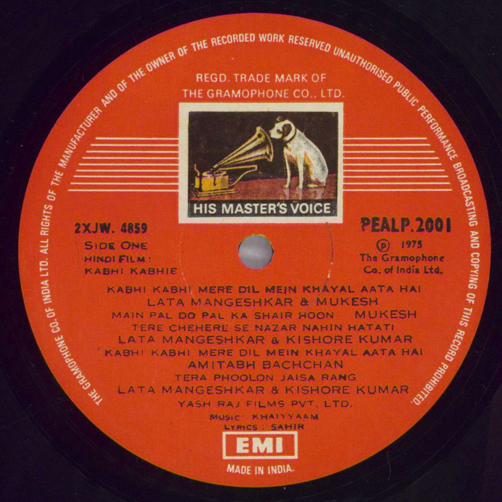 Khaiyyaam Kabhi Kabhie Indian vinyl LP album (LP record) OHFLPKA823498