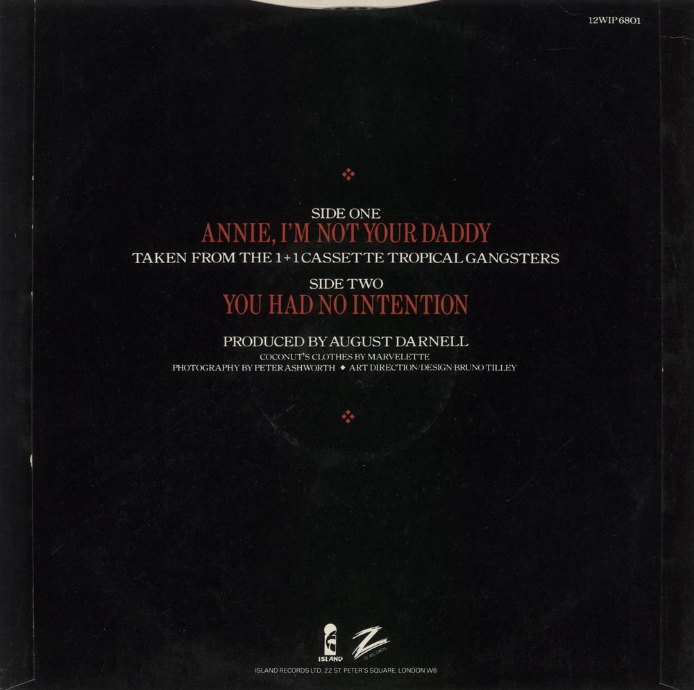 Kid Creole & The Coconuts Annie, I'm Not Your Daddy UK 12" vinyl single (12 inch record / Maxi-single)