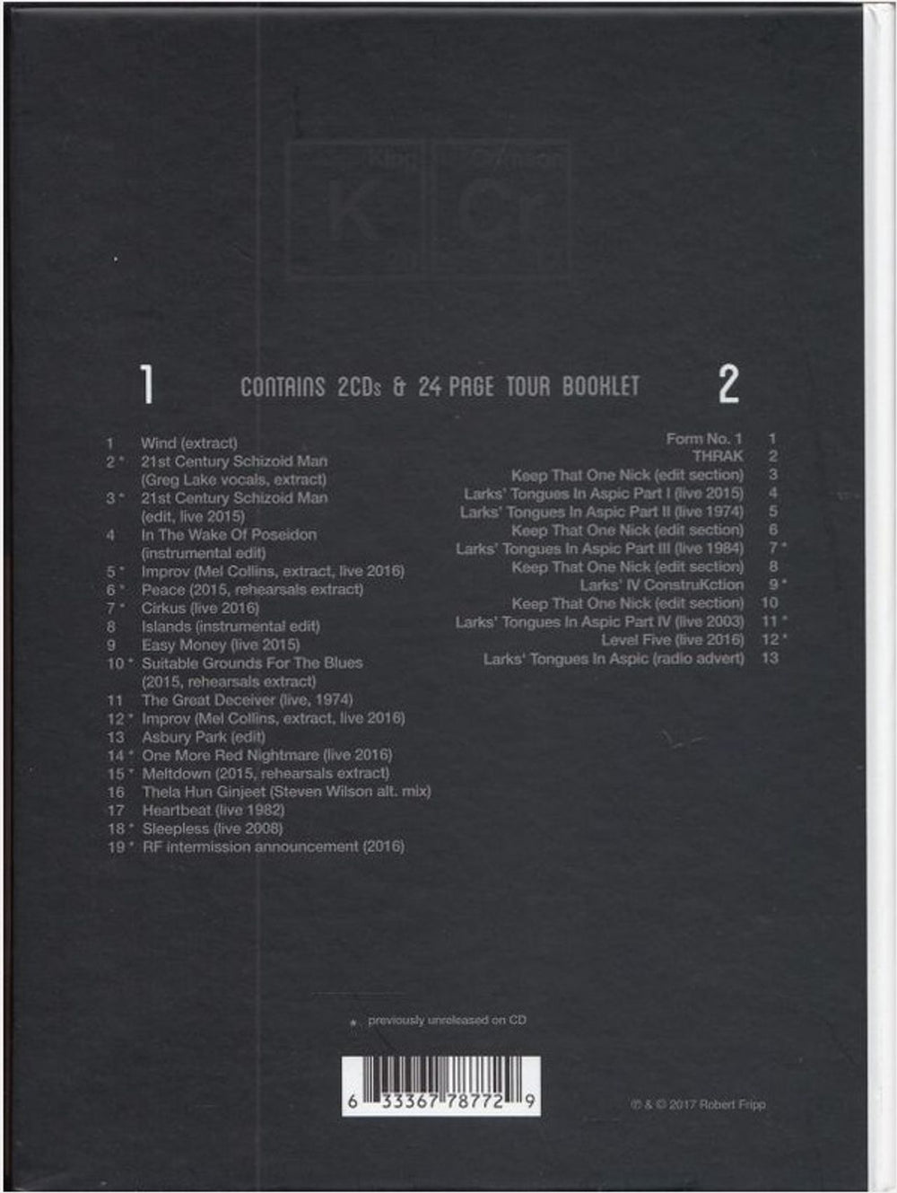 King Crimson The Elements - 2017 Tour Box UK 2 CD album set (Double CD) KNC2CTH748597