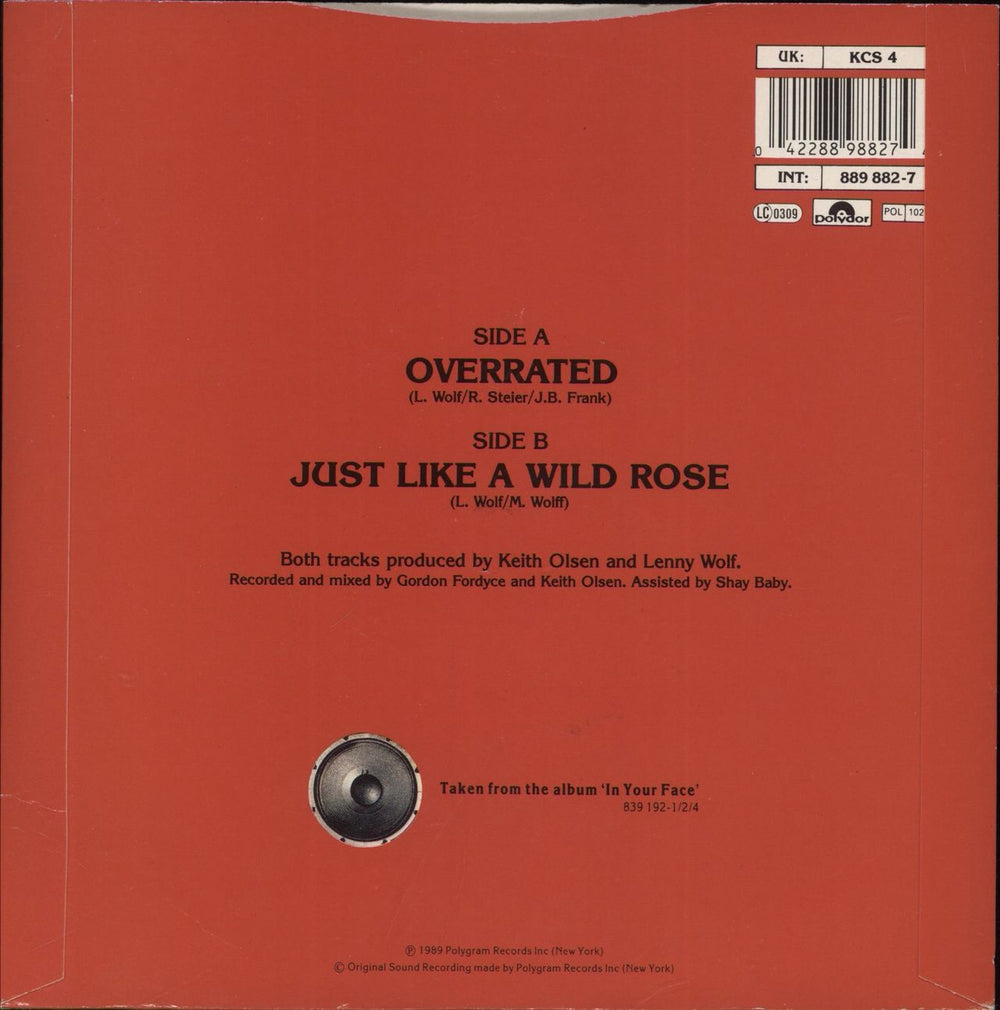 Kingdom Come (80s) Overrated UK 7" vinyl single (7 inch record / 45) 042288988274