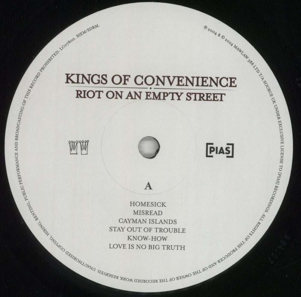 Kings Of Convenience Riot On An Empty Street UK vinyl LP album (LP record) KOCLPRI852097