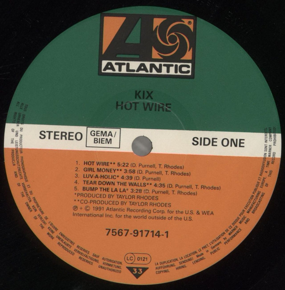 Kix Hot Wire German vinyl LP album (LP record) KBNLPHO857466