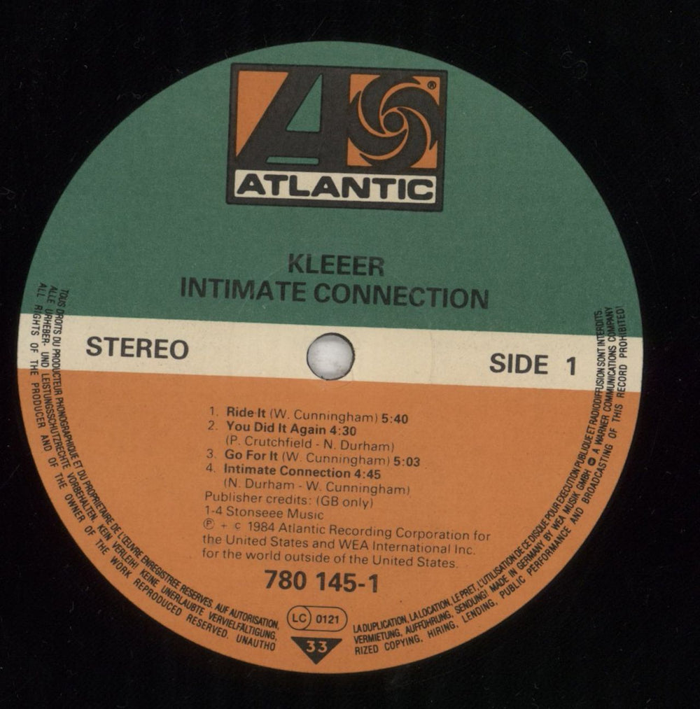 Kleeer Intimate Connection - VG German vinyl LP album (LP record) KL8LPIN759754