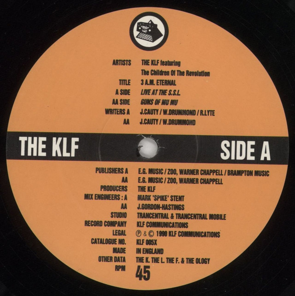 KLF 3 A.M. Eternal (Live At The S.S.L.) UK 12" vinyl single (12 inch record / Maxi-single) KLF12AM27263