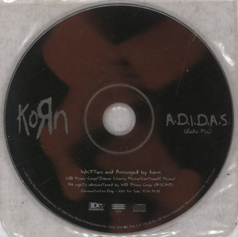 Korn A.D.I.D.A.S US Promo CD single (CD5 / 5") ESK9133