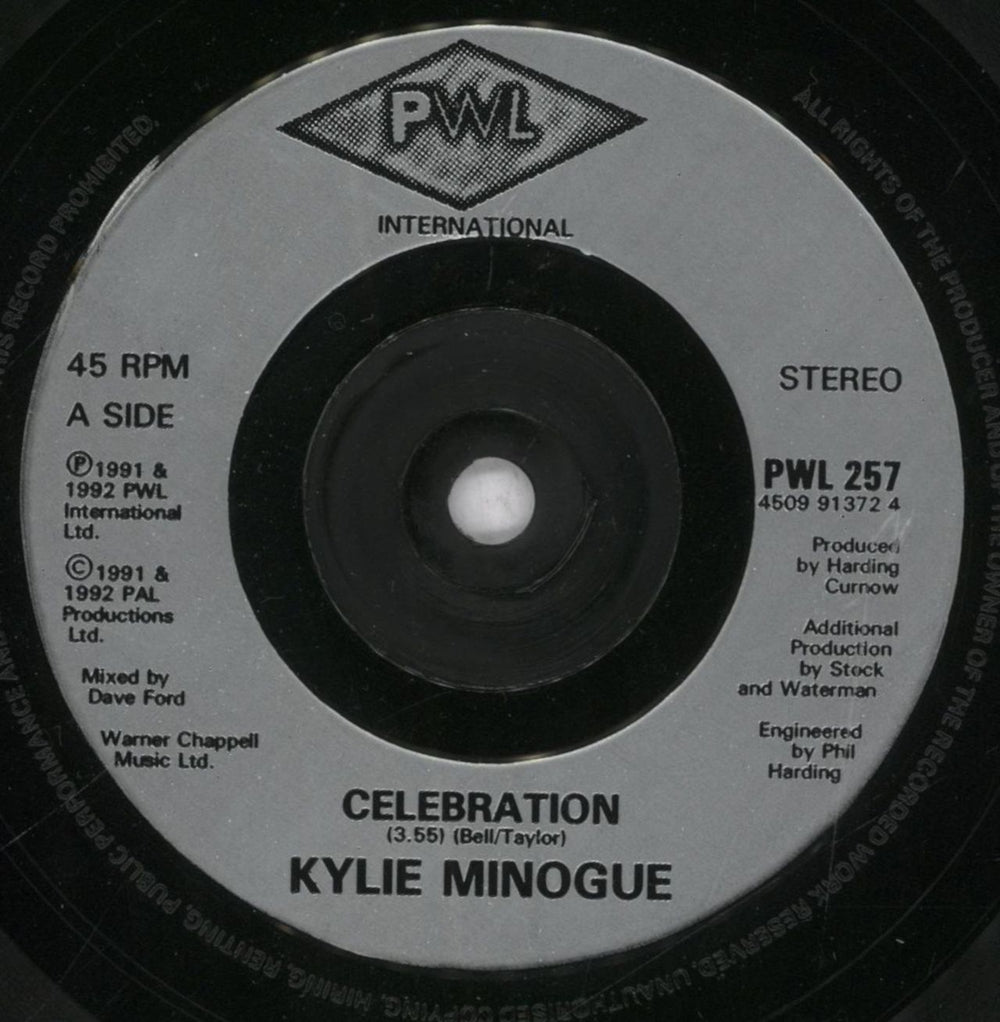 Kylie Minogue Celebration - EX UK 7" vinyl single (7 inch record / 45) KYL07CE835361