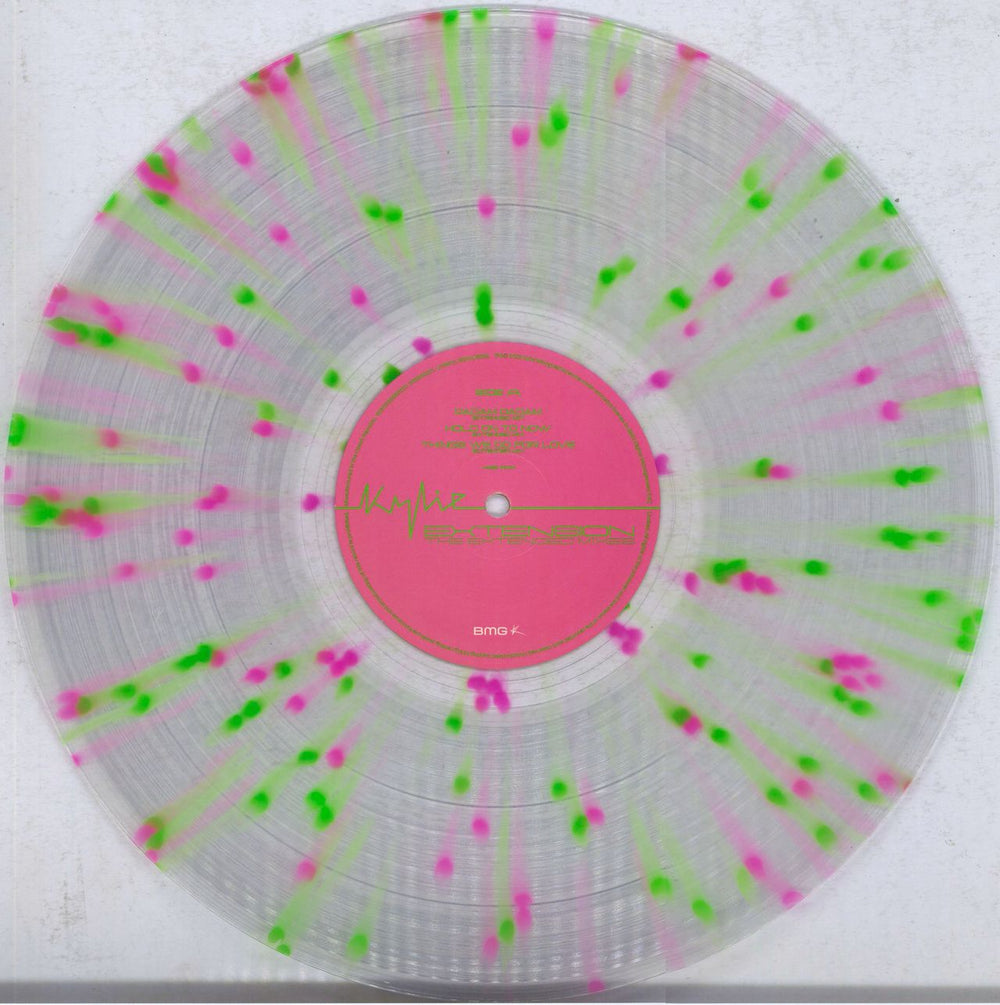 Kylie Minogue Extension The Extended Mixes - Neon Pink & Green Splatter Vinyl UK 2-LP vinyl record set (Double LP Album) KYL2LEX832857