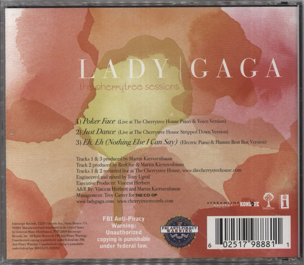 Lady Gaga The Cherrytree Sessions US CD single (CD5 / 5") 602517988811