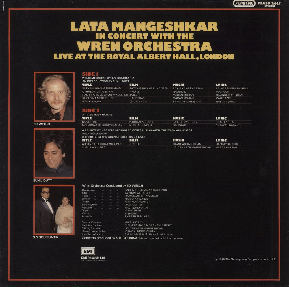 Lata Mangeshkar Live At The Royal Albert Hall, London UK vinyl LP album (LP record)