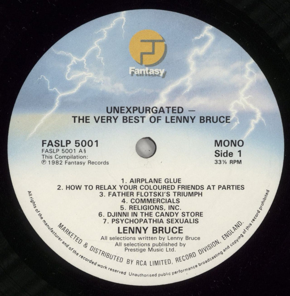 Lenny Bruce Unexpurgated : The Best Of Lenny Bruce UK vinyl LP album (LP record) LNYLPUN662563