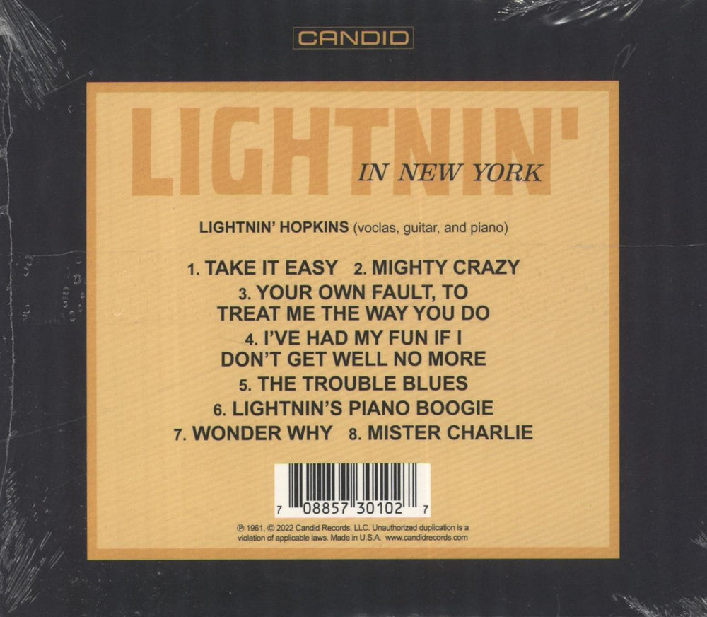 Lightnin' Hopkins Lightnin' In New York - Sealed US CD album (CDLP)