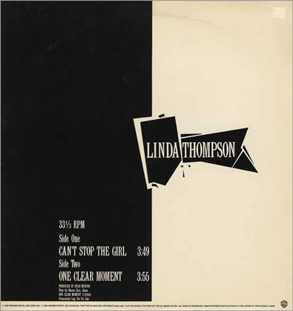 Linda Thompson Can't Stop The Girl US Promo 12" vinyl single (12 inch record / Maxi-single) PRO-A-2250