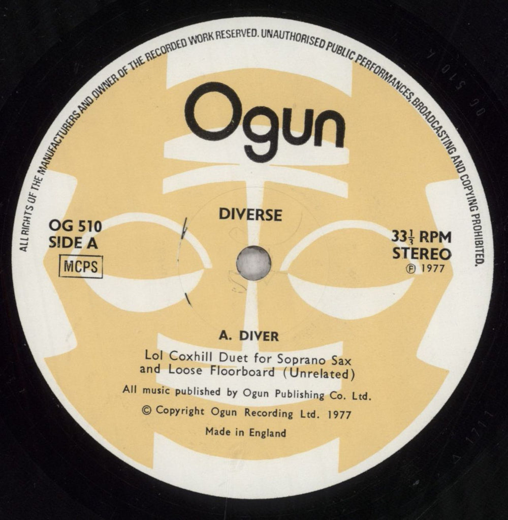 Lol Coxhill Diverse UK vinyl LP album (LP record) LCXLPDI843511